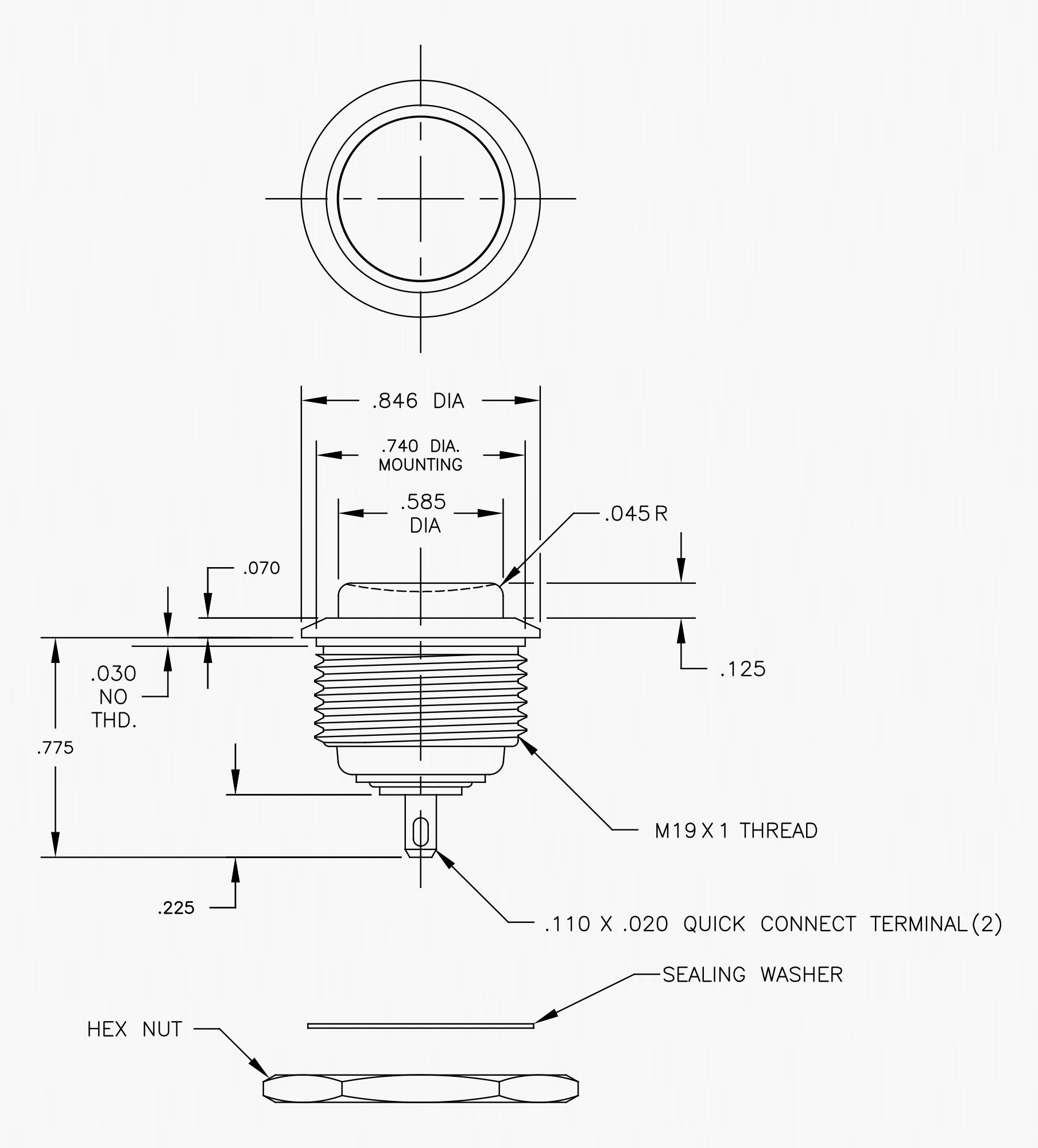 Interruptores tipo botão de pressão Série 76-59