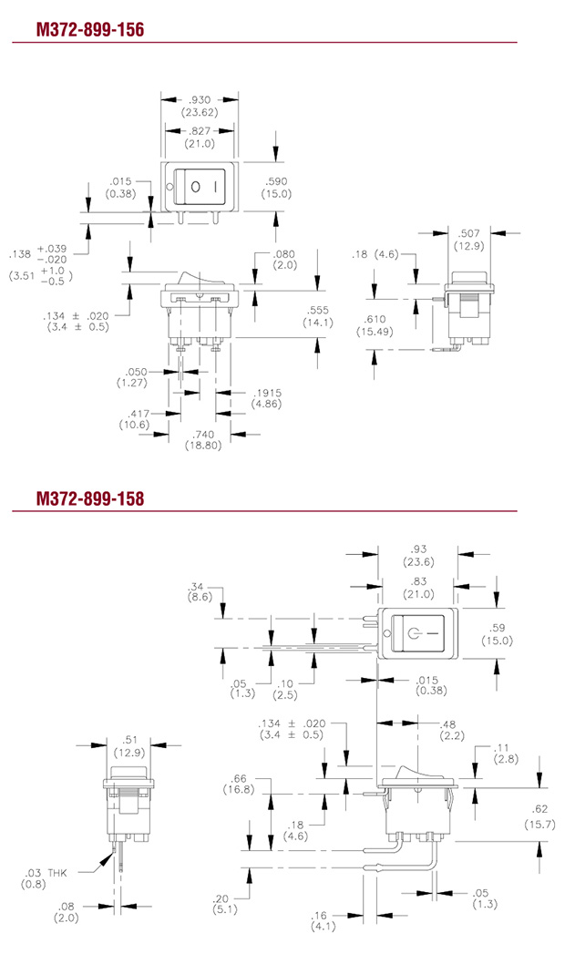 Interrupteurs à bascule série M372