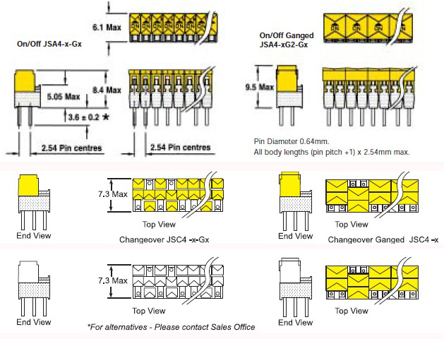 Conmutadores de puente/interruptores DIP