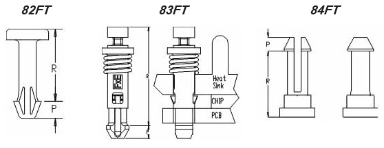 Goupille de poussée du dissipateur de chaleur 82/83/84FT
