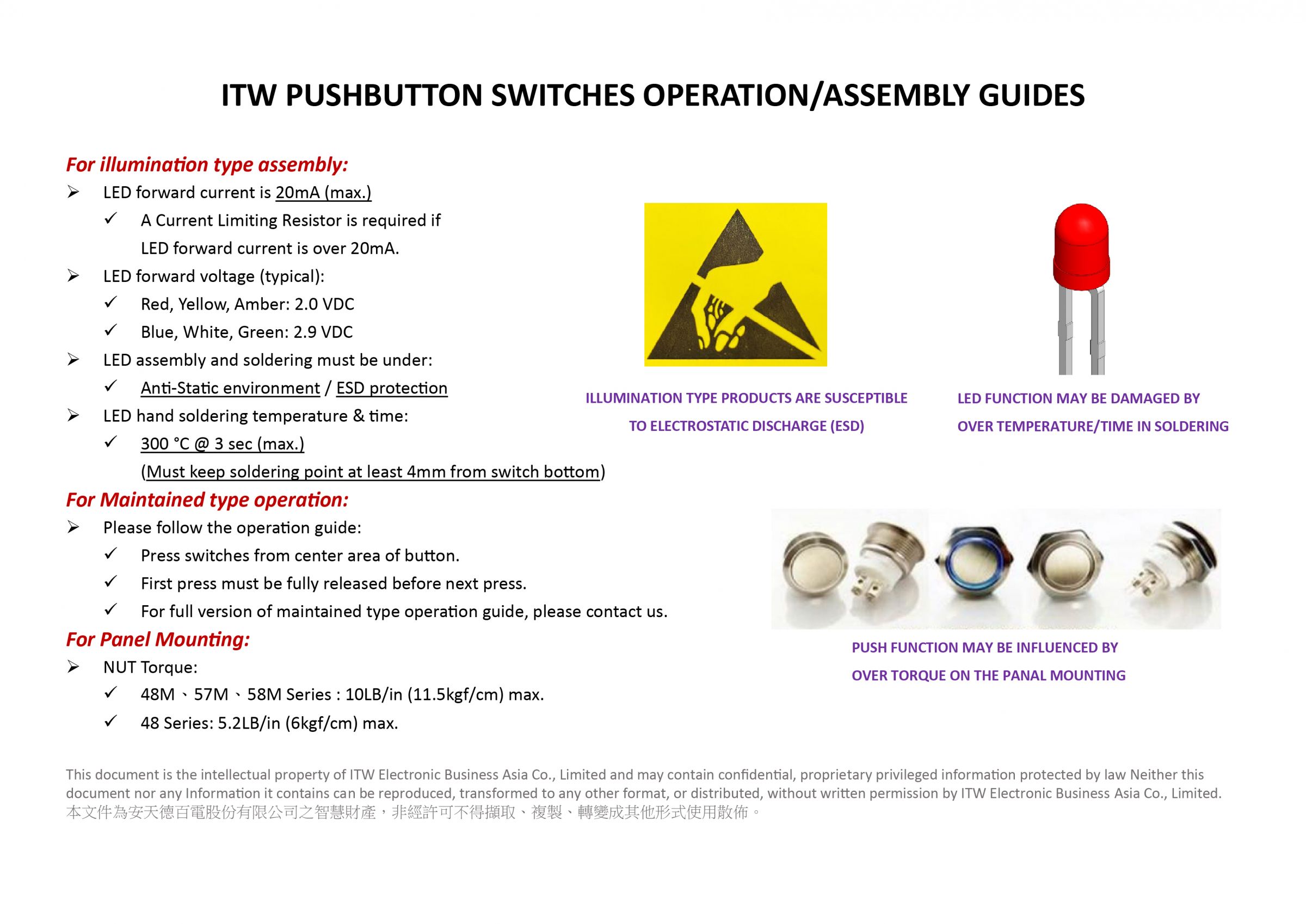 Garantie für ITW Lumex Schalter/Anschlüsse