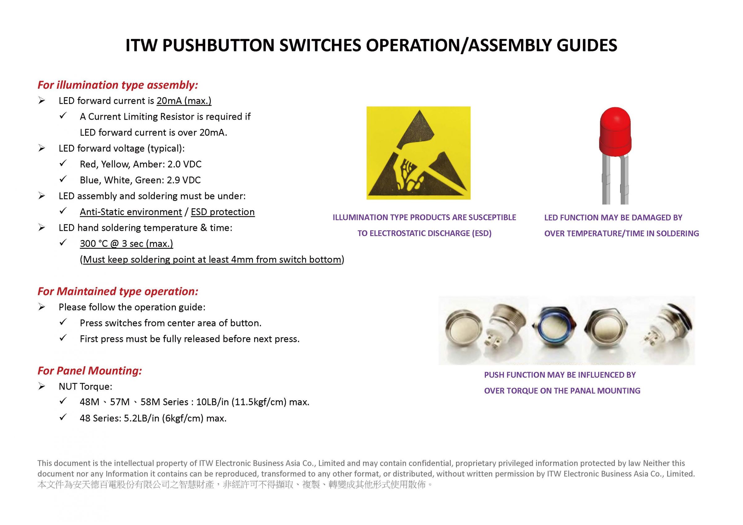 Garantie für ITW Lumex Schalter/Anschlüsse